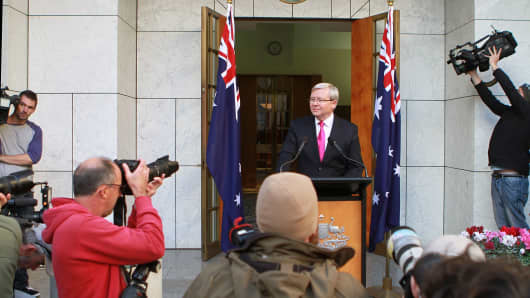 Australian Prime Minister Kevin Rudd calls for September 7 election.